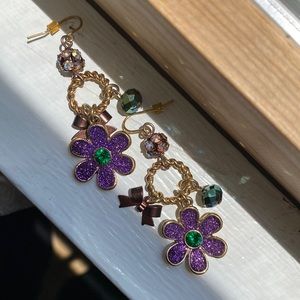Betsey Johnson Purple Flower Earrings